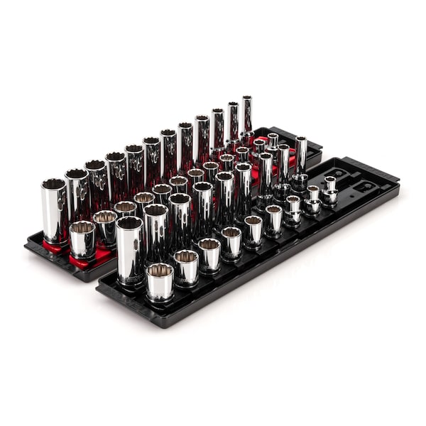 3/8 Inch Drive 12-Point Socket Set with Rails, 42-Piece (5/16-3/4 in., 8-19 mm)